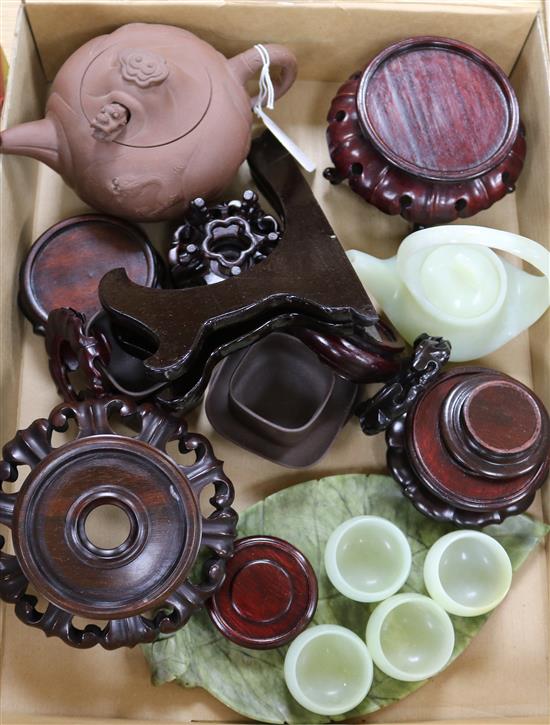 Yixing pottery tea wares and Chinese hardstone tea wares